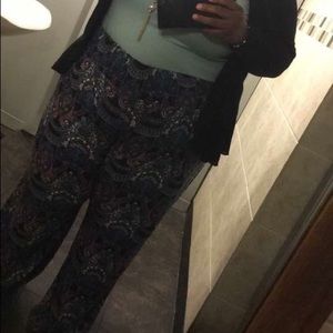 Floral print wide leg pants